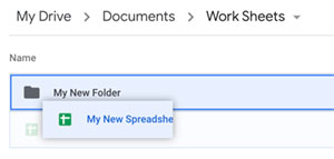 Drag and drop sheet to folder