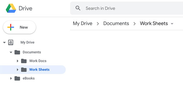 Sheets My Drive folders