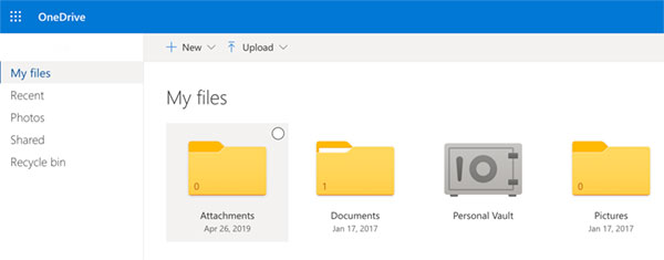 OneDrive My files screen