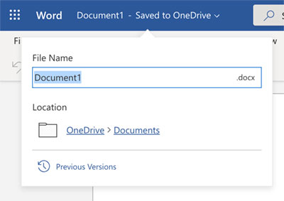 Saved to OneDrive