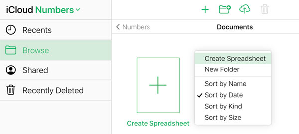Numbers Create Spreadsheet