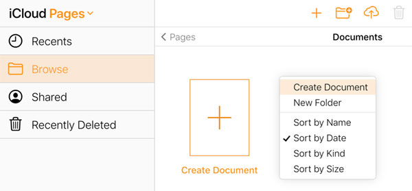 iCloud create document