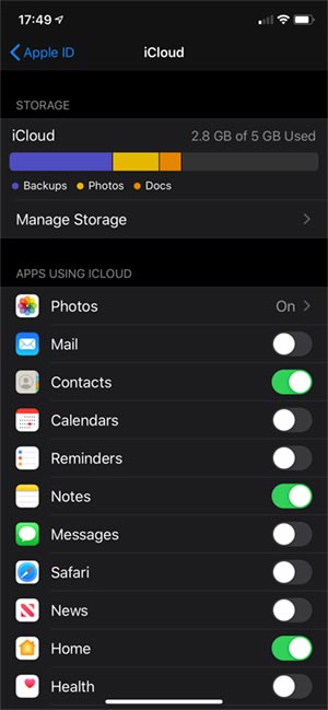 iCloud Check File Space iPhone