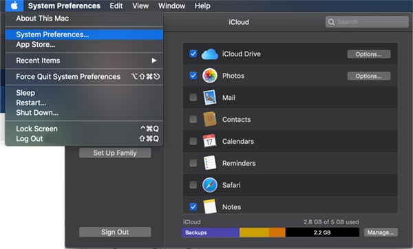 Apple iCloud File Space Check